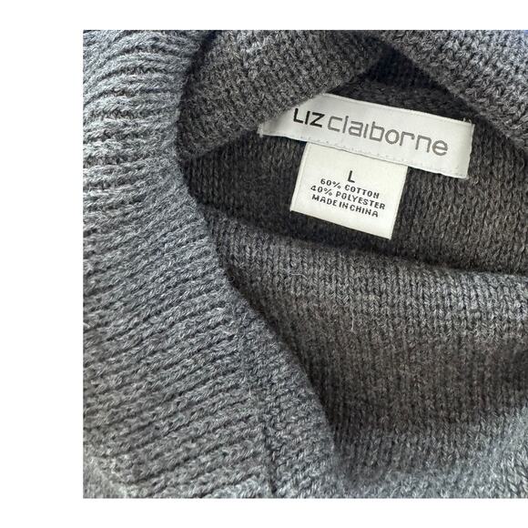 Liz Claiborne Zip Neck Short Sleeve Dress Charcoal Gray NEW NWT Cotton Poly - Picture 2 of 8